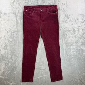 KUT from the Kloth Diana Skinny Corduroy Pants Women's Size 12 Burgundy Red Pant